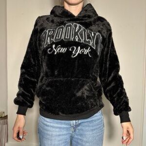 Black Fuzzy Brooklyn Hoodie